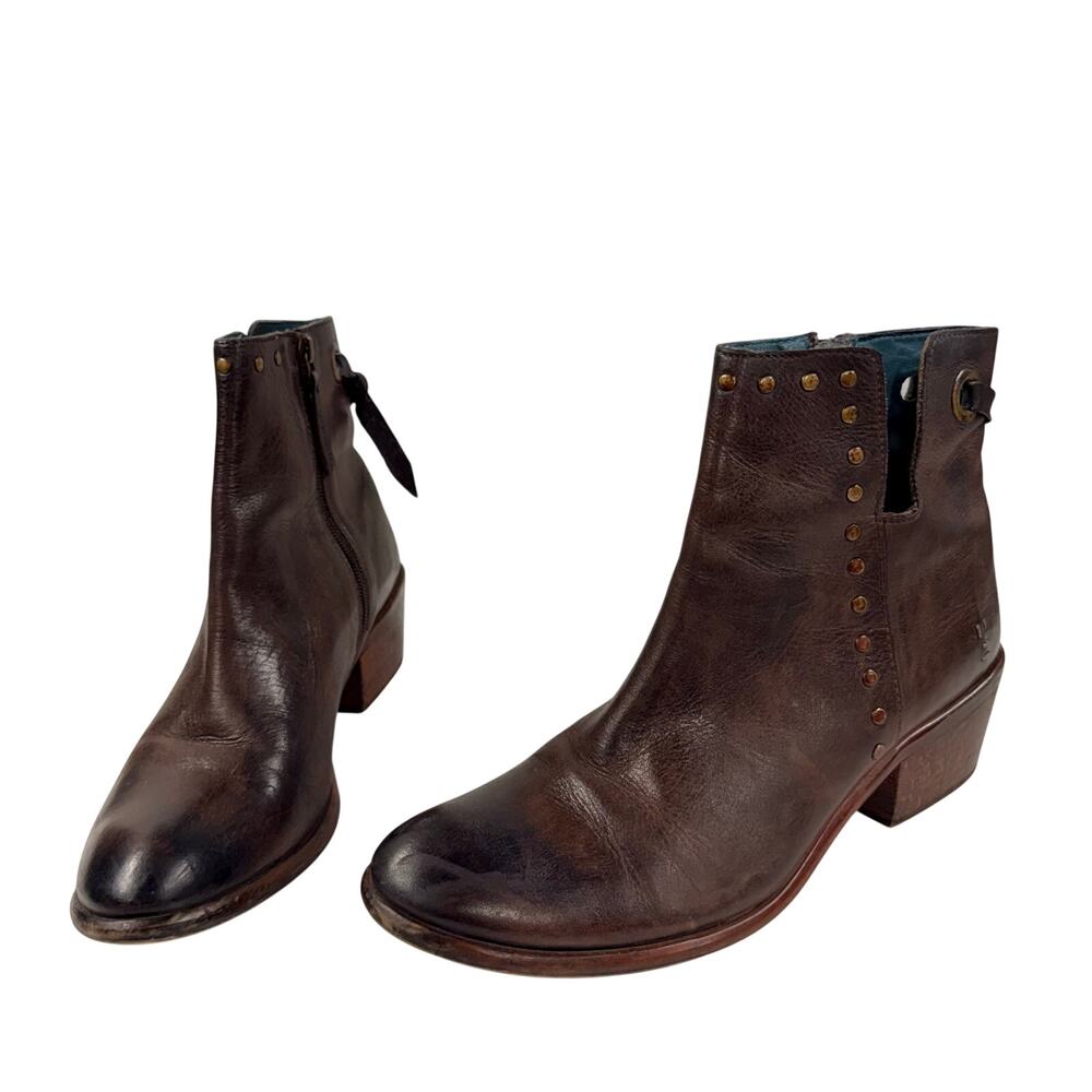 Roan By Bed Stu Brown Distressed Leather Ankle Booties Zip 10
